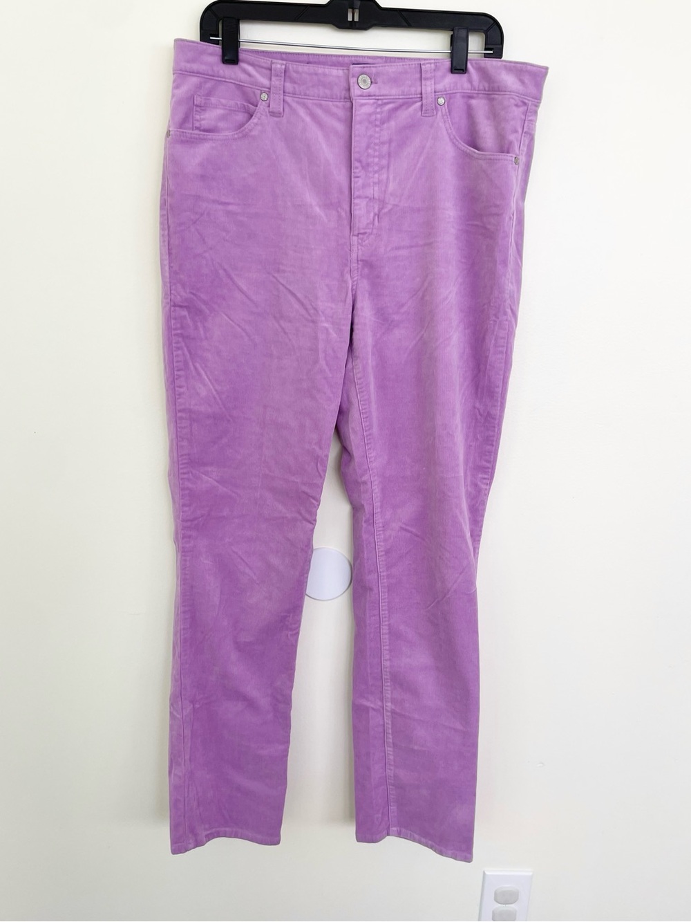 Talbots High-Waist Straight Leg Corduroy Pants in Light Purple Lavender Sz 12